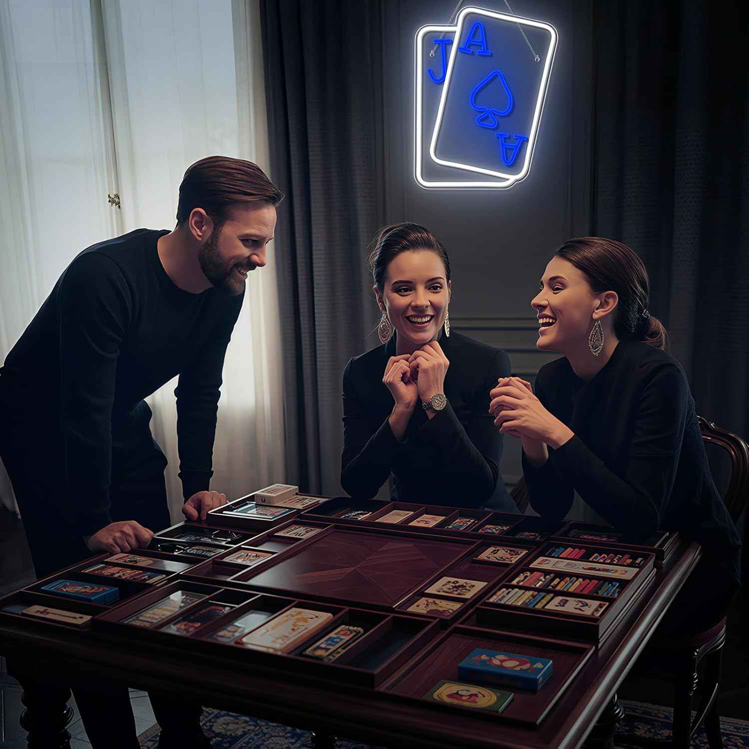 Gamerneon Poker Neon Light Sign – Safe Bedroom Decor for Tween and Teen Gamers, USB Powered with Cord Switch