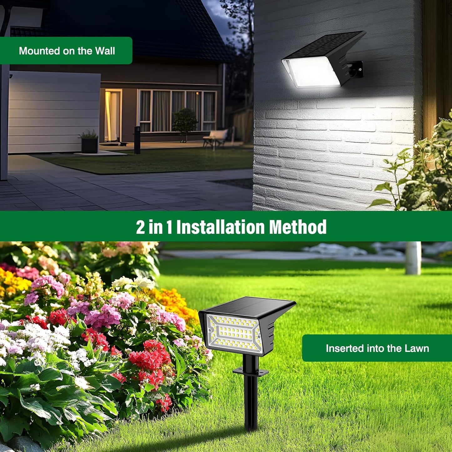 intelligent dusk-to-dawn light sensor with auto on/off and charging indicator (green flashing)