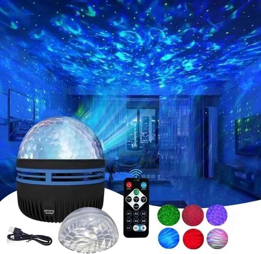 LUMENA Modern Round Aurora Projector – Ambient RGB Mood Lamp for Bedroom and Living Room Decor with Dual Patterns