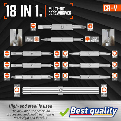 Amartisan 18-in-1 Screwdriver Set – Quick Bit Changes for Fast Furniture Assembly and Daily Repairs