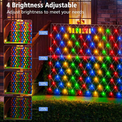 Brightown Battery Operated Bush Net Lights 100 LED 5ft x 5ft – Waterproof Outdoor Garden and Backdrop Lighting with Remote Timer