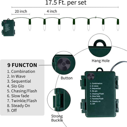 Brightown Flameless LED String Lights for Safe Bedroom and Pet Area, 18ft Battery Operated 50 Cool Touch Mini Bulbs with 8 Modes