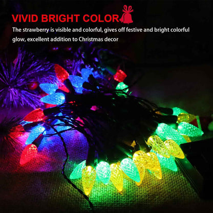 Lumify Solar C6 Strawberry String Lights – Charming 2-Pack Holiday Gift for Mom and Garden-Loving Friends