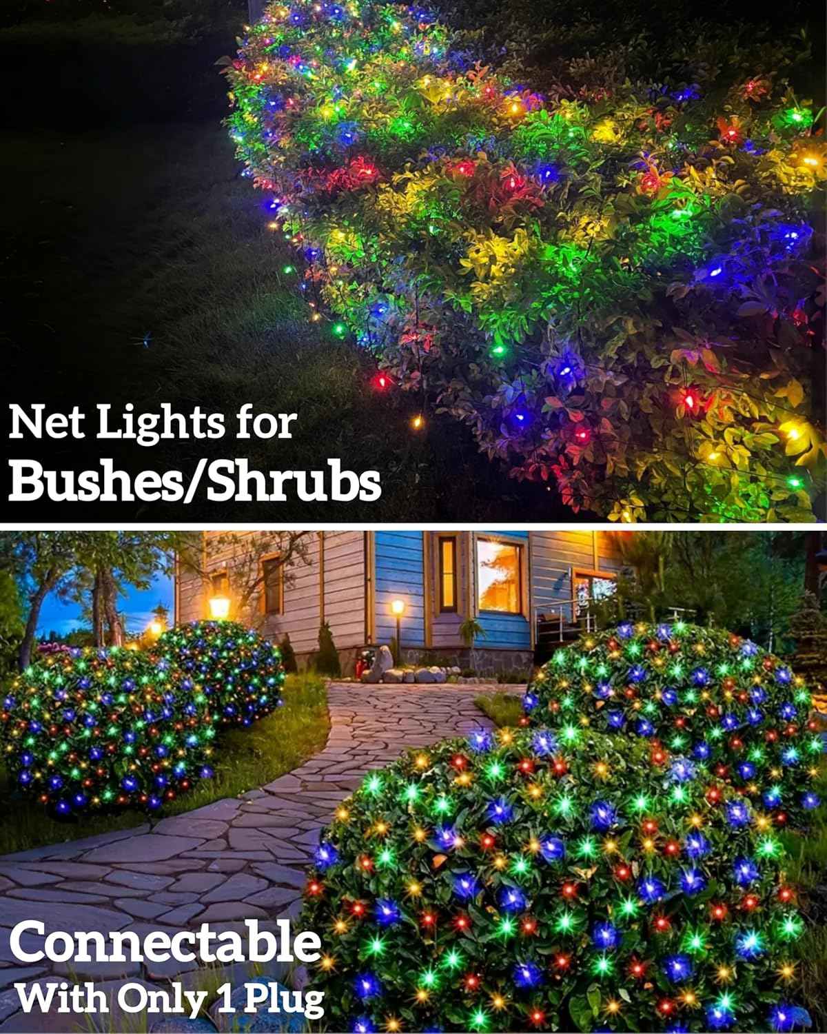 LumEver LED Christmas Net Lights 6x6ft Cozy Living Room Greenery and Mantel Decor