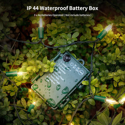 ip44-rated waterproof battery case and string suitable for outdoor conditions