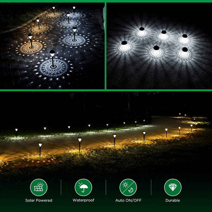 Decorative Solar Mandala Garden Lights, Star Pattern Projection for Patio Ambiance and Flower Bed Accent