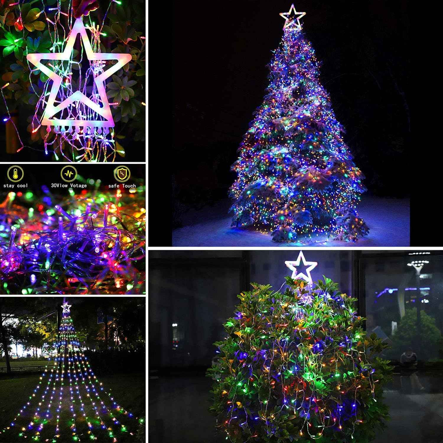 FUNIAO Star Waterfall String Lights Gift Set, 8 Mode 9 Strand LED Lights for Mom, Her and Christmas Gift Exchange