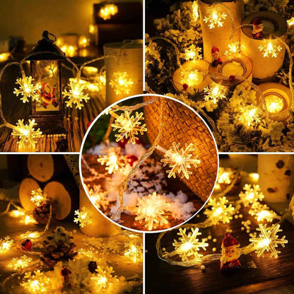 LuminGlow Snowflake Lights – Thoughtful Birthday Gift for Her, Battery Operated Bedroom String Lights for Women