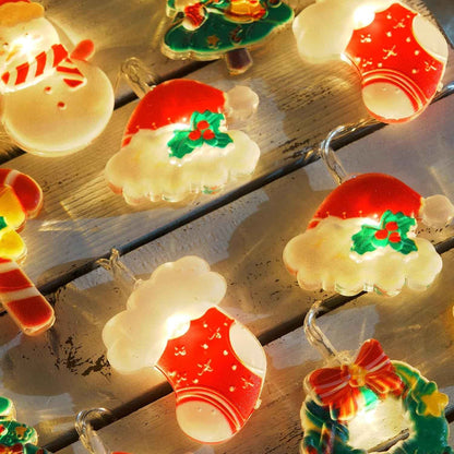 LOLStar Christmas Fairy Lights – Cozy Bedroom String Lights with Santa and Snowman Charms, Battery Operated for Mantel and Windows