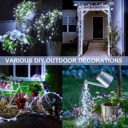 JMEXSUSS Copper Wire Solar Fairy Lights 2 Pack, Invisible-Wire Bedroom Decor and Living Room Aesthetic with 8 Lighting Modes