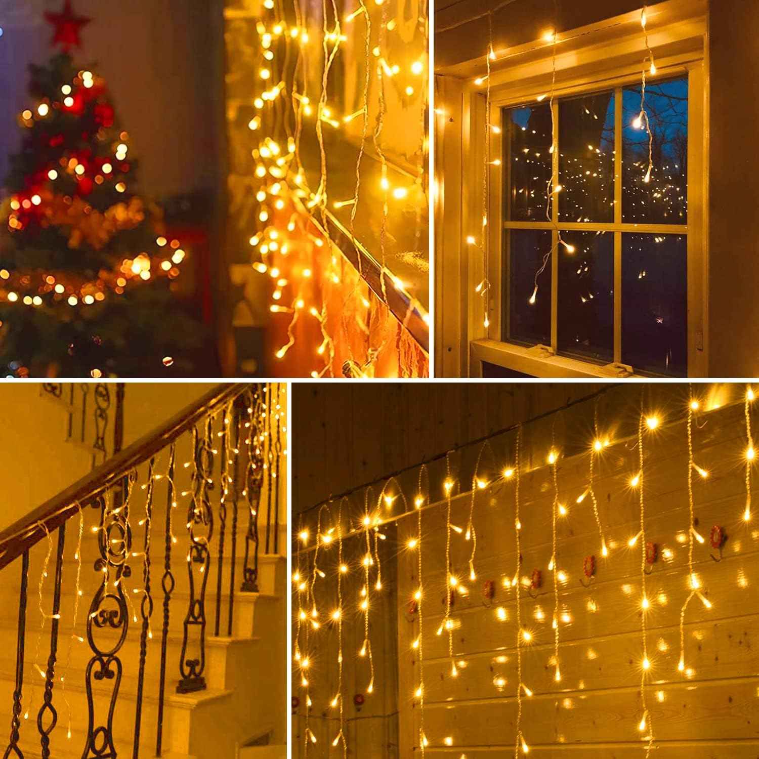 Blingstar Icicle Lights – Cozy Bedroom Aesthetic Lighting with Warm White Cascade and 4-Level Dimming