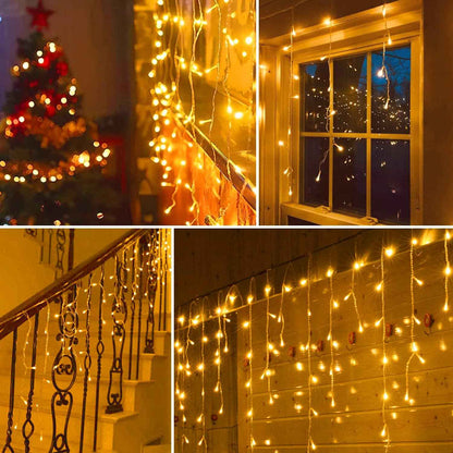 Blingstar Icicle Lights – Cozy Bedroom Aesthetic Lighting with Warm White Cascade and 4-Level Dimming