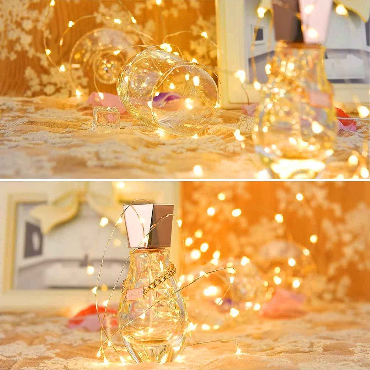 LuminGlow LED Fairy Lights – Waterproof Patio & Porch String Lights, 13FT Battery Operated 6 Pack with Timer for Outdoor Dining