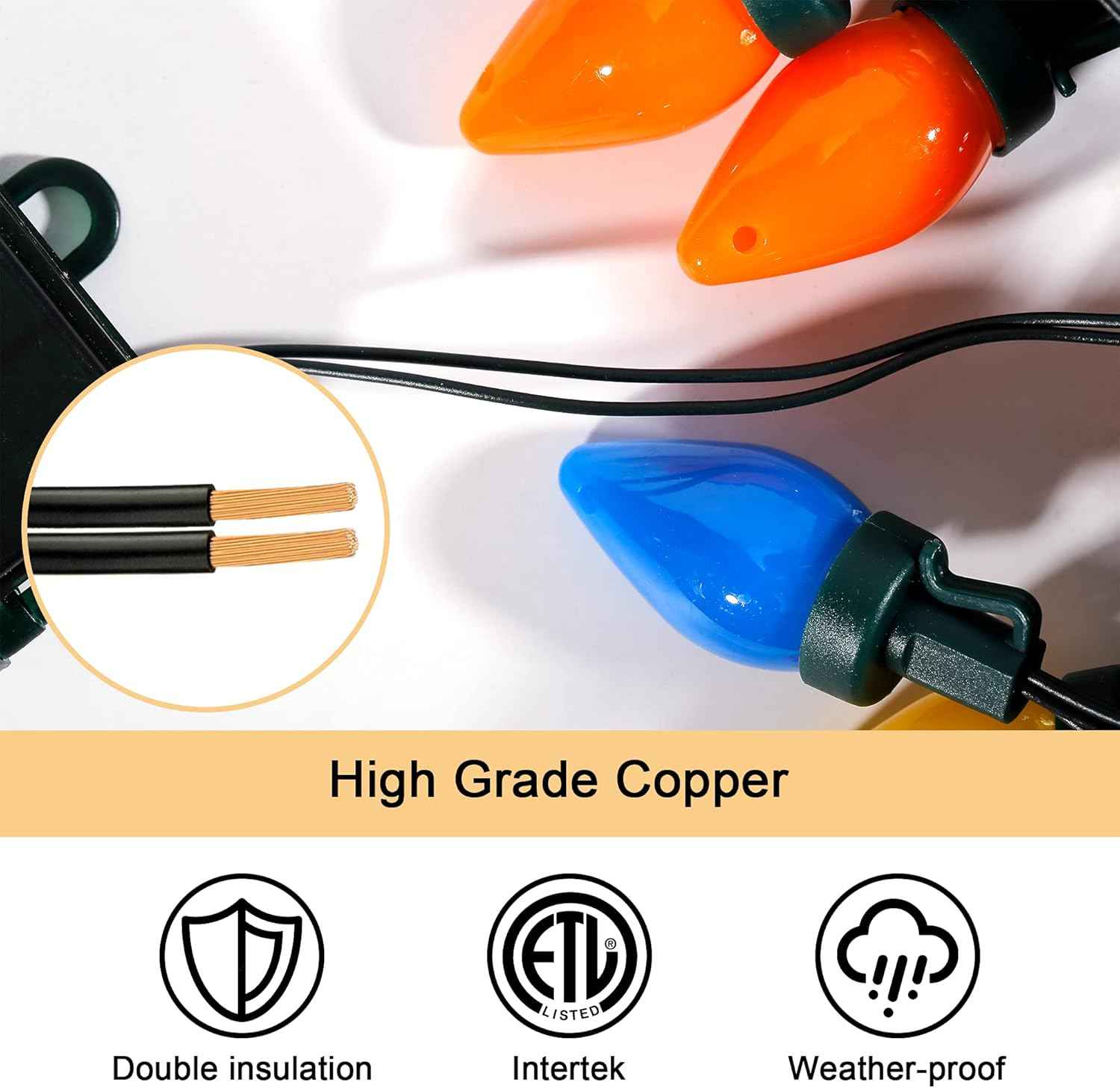 LumioGlow Kids Room Lights - Shatterproof C7 String for Nursery and Playroom Decor