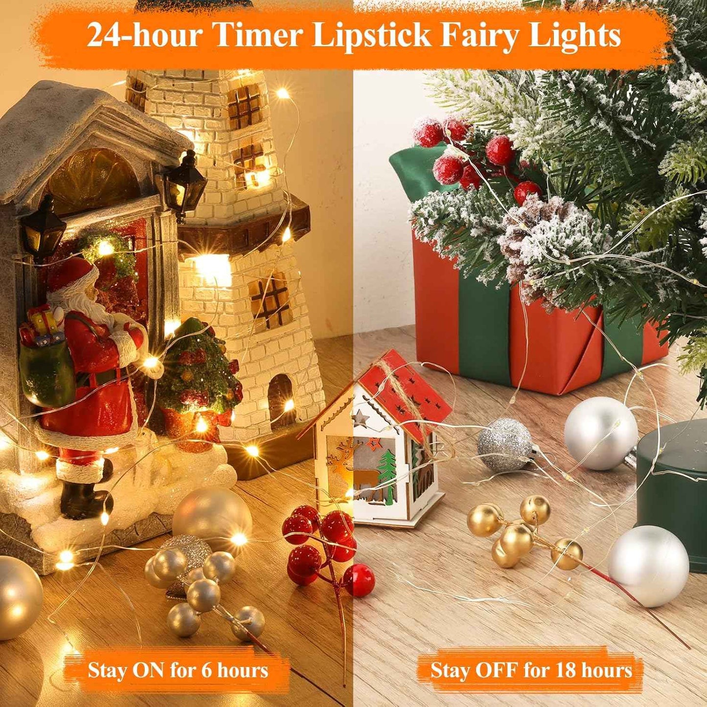 Lakumu LED Fairy Lights Warm White – Cozy Bedroom Ambient String Lights with Timer for Living Room Shelf Styling