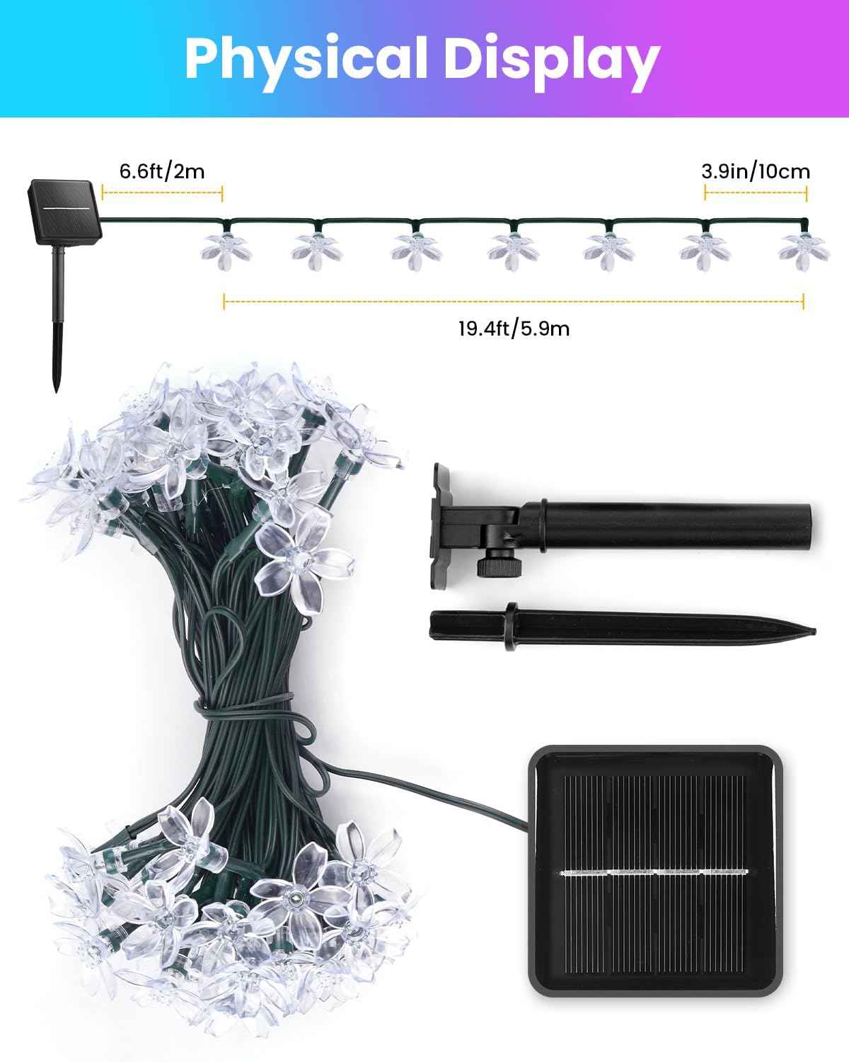 Brightown Solar Cherry Blossom String Lights – Thoughtful Birthday Gift for Mom & Women, Patio Garden Decor