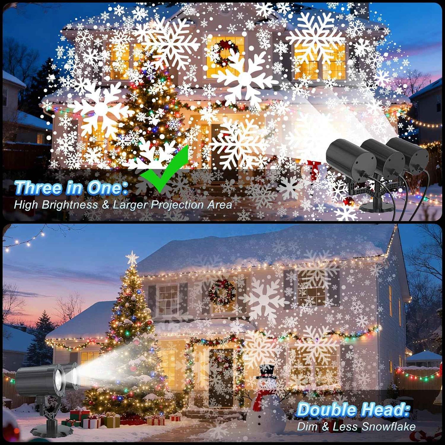 AmbientRoom LED Snowflake Projector with Wall and Ceiling Mount, Dimmable Holiday Accent Lighting for Hallway and Seasonal Home Styling