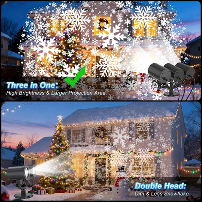 AmbientRoom LED Snowflake Projector with Wall and Ceiling Mount, Dimmable Holiday Accent Lighting for Hallway and Seasonal Home Styling