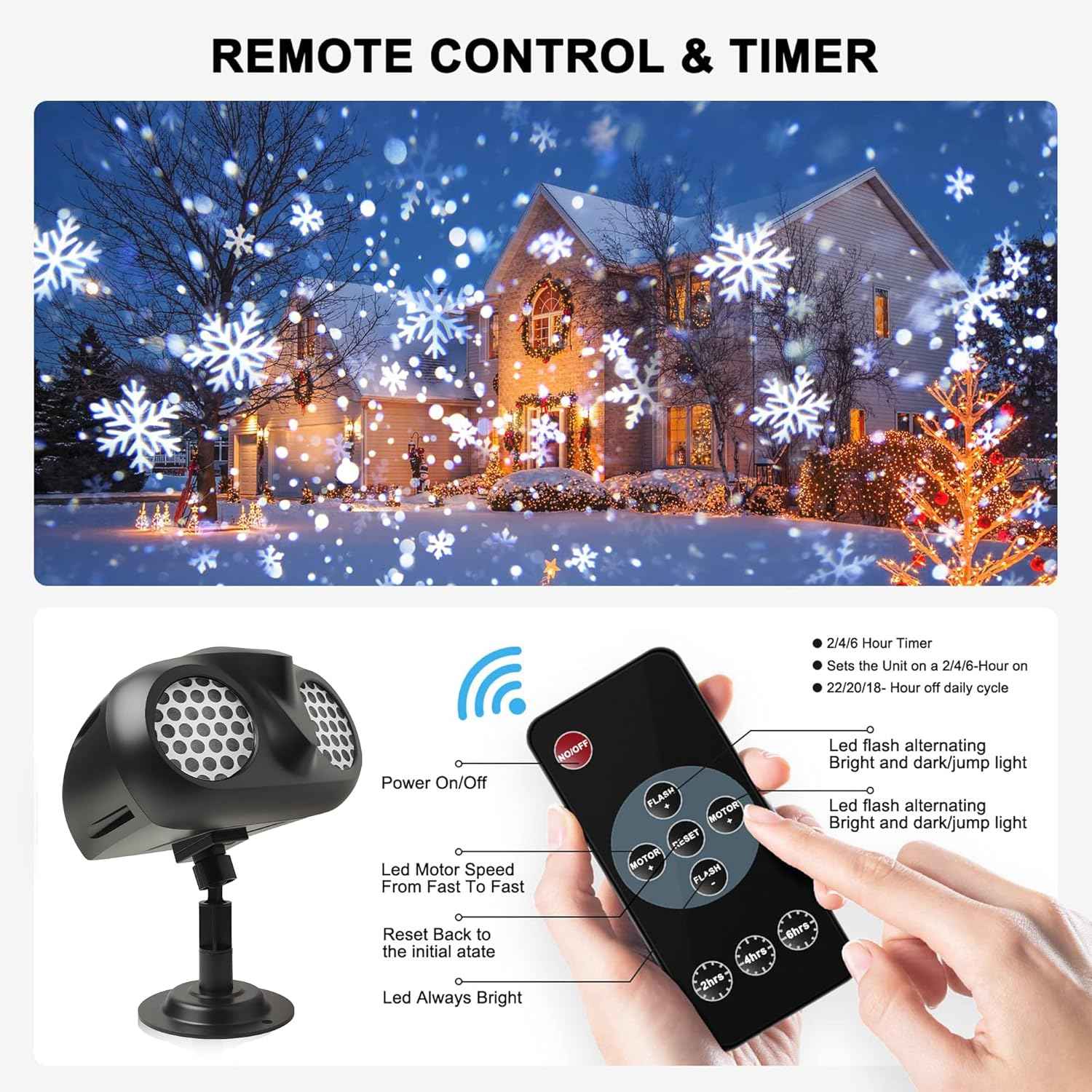 Lumastro Dynamic LED Snowflake Projector – Weatherproof Yard and Garden Decor for Open-Air Christmas Displays, -20°C Rated