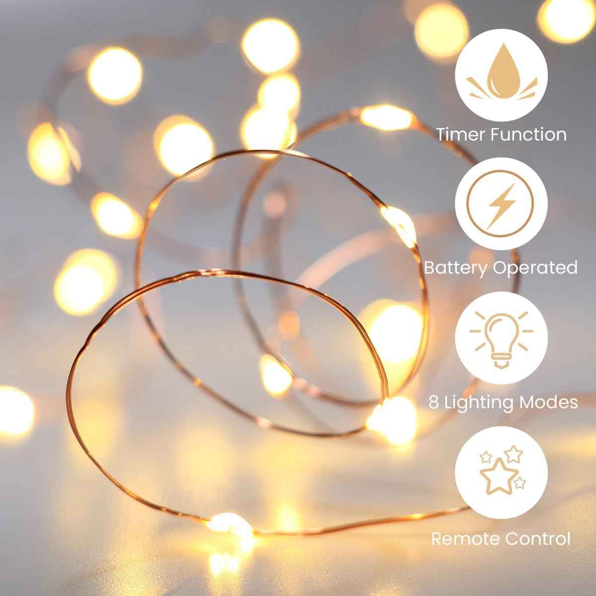 innolife LED Fairy String Lights 6 Pack – IP65 Waterproof Patio Lights with Remote Timer and 8 Modes