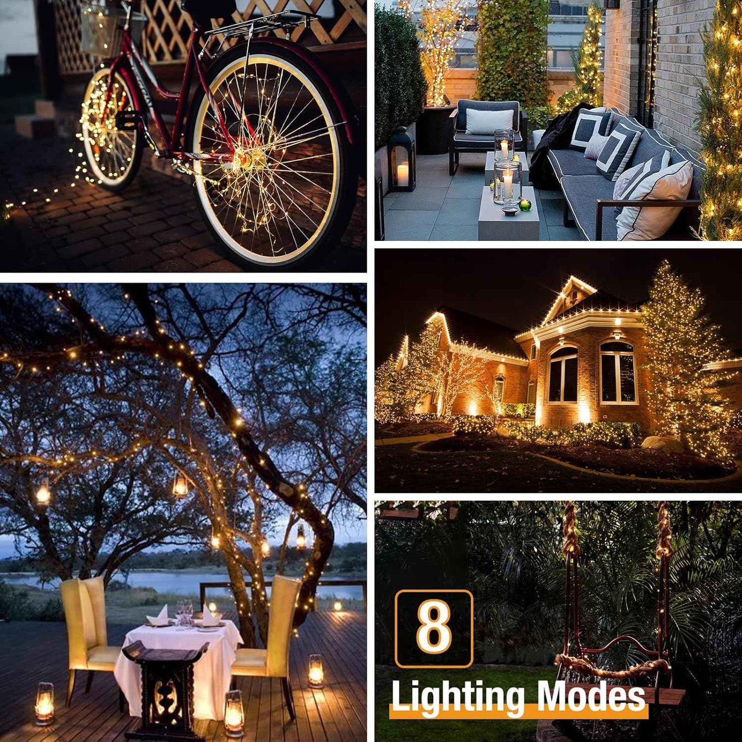 btfarm Solar String Lights Flameless - Safe 4 Pack 320 LED Outdoor Lights for Homes with Kids, Pets, and Curious Toddlers