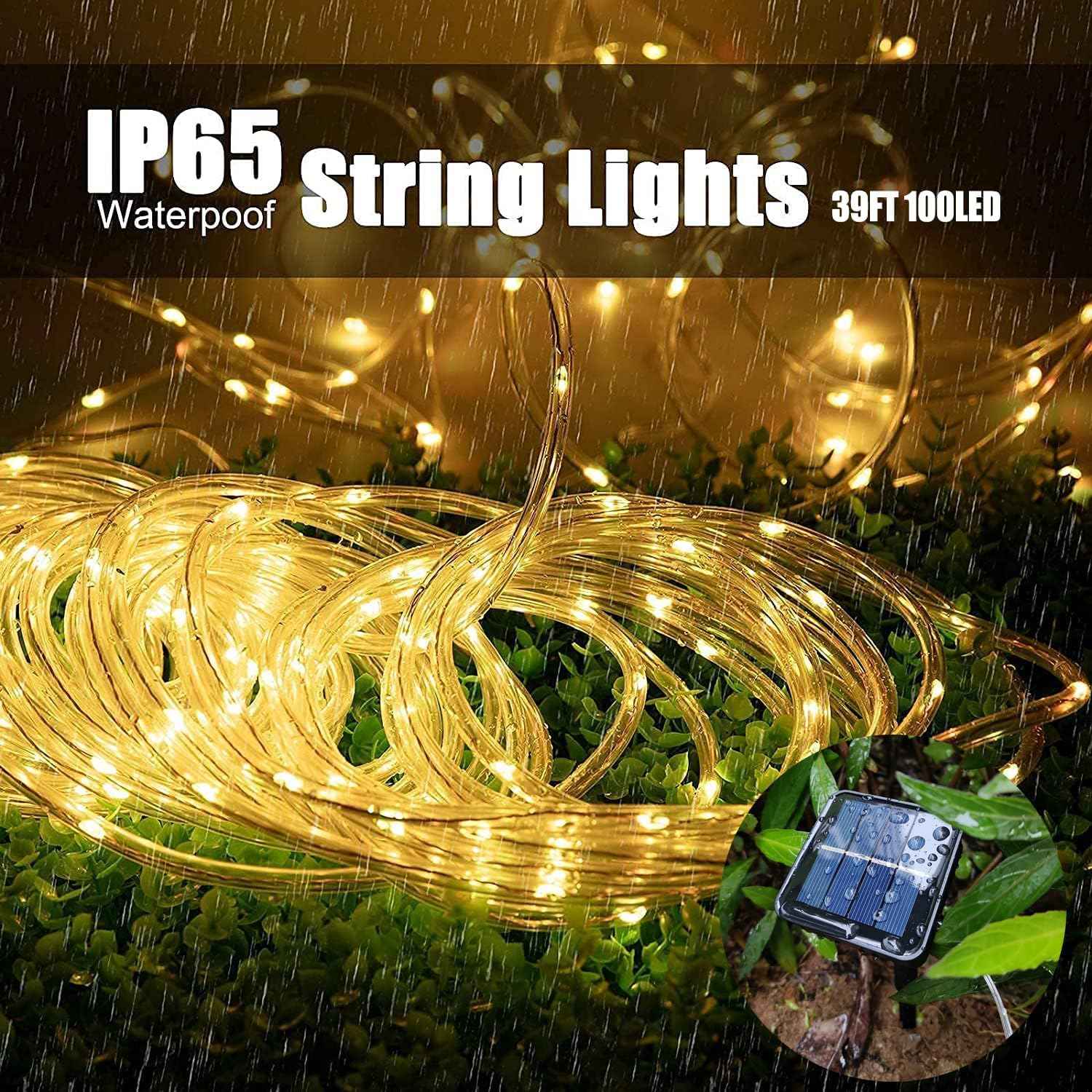 Lumify Solar Rope Light 39FT Warm White Flexible Tube for Cozy Living Room Aesthetic and Indoor Ambiance