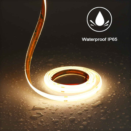 TOPAI IP65 COB LED Strip Light for Covered Patio and Deck Lighting, Waterproof 16.4ft Tape for Outdoor Dining and Pergola Glow