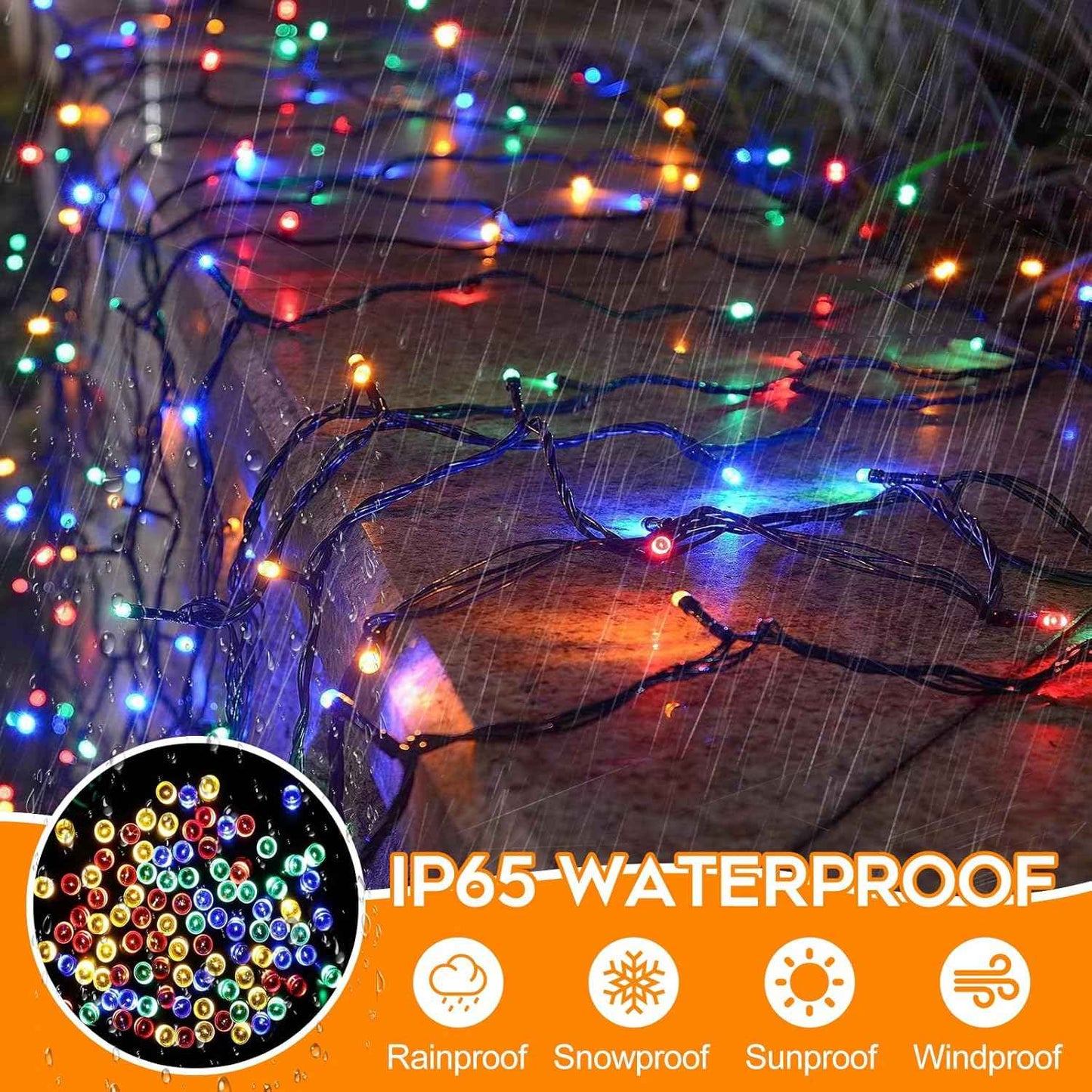 HolidayAura Waterproof String Lights – 33ft IP65 Battery Operated Outdoor Decor for Patio, Garden Fence, and Pergola Wrapping