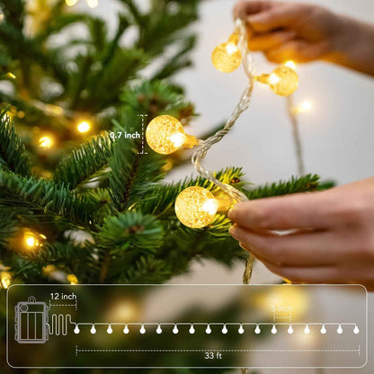 Metaku Globe Fairy Lights Battery Operated Waterproof IP67 Outdoor String Lights for Patio Garden and Backyard Pathway 33ft Warm White