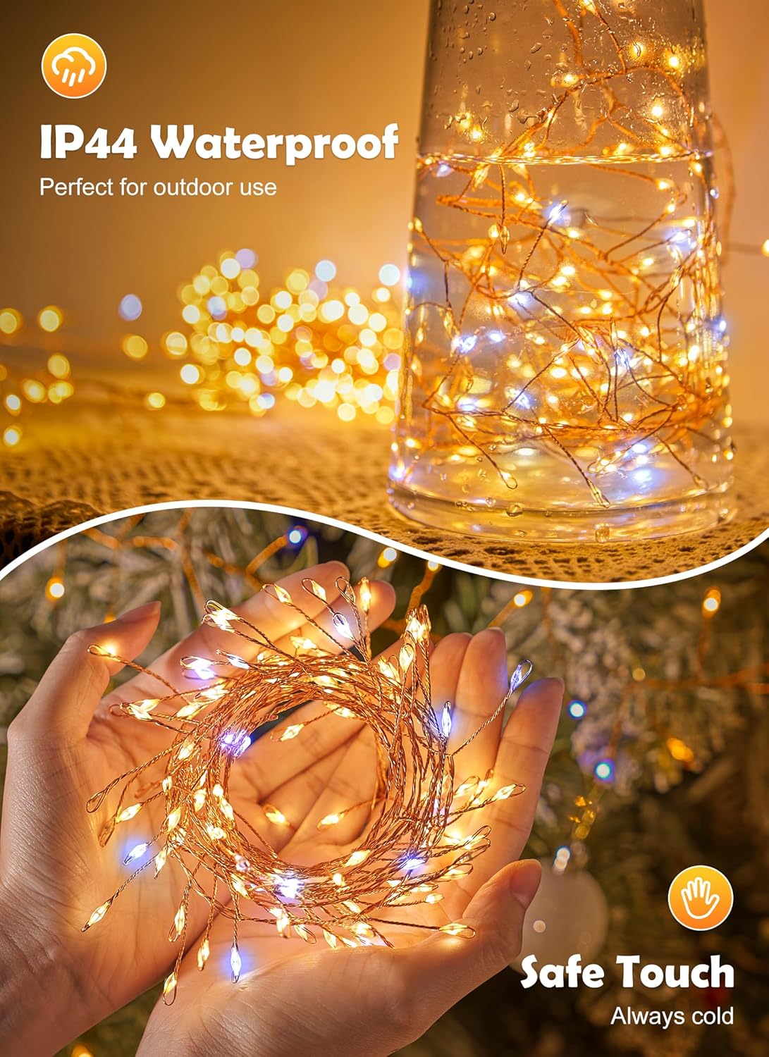 ip67 waterproof light strands (battery pack must be kept dry)