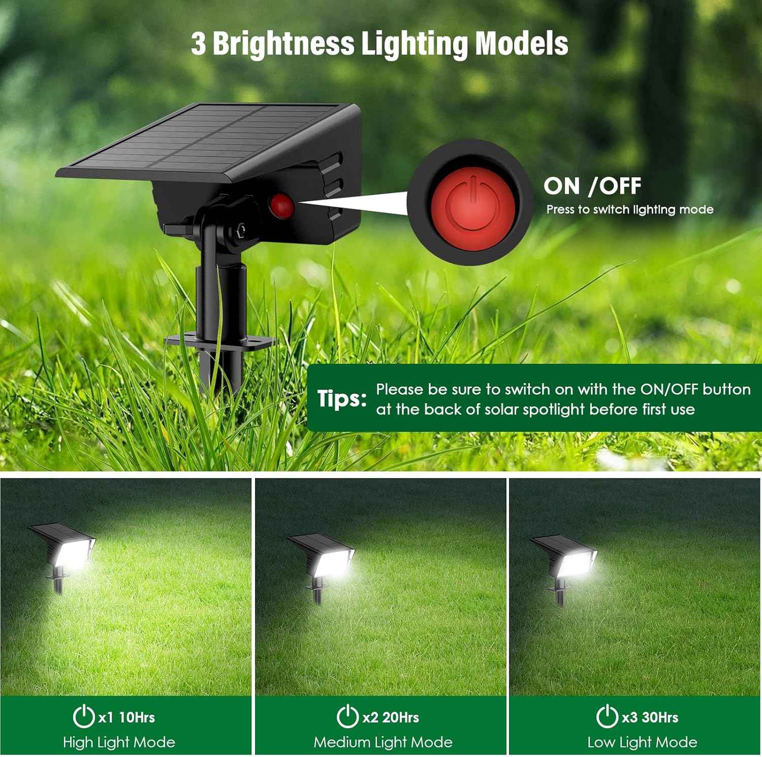 Aogek Solar Spot Lights Outdoor 4 Pack — Wire-Free, Cool-to-Touch Security Lighting Safe Around Kids, Pets and Walkways