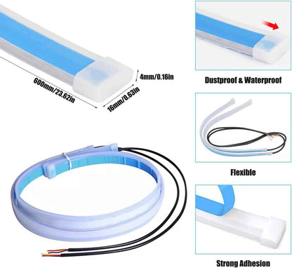 24-Inch Flexible LED Headlight Strips – Weatherproof DRL and Turn Signal Kit for Outdoor Driving Enthusiasts