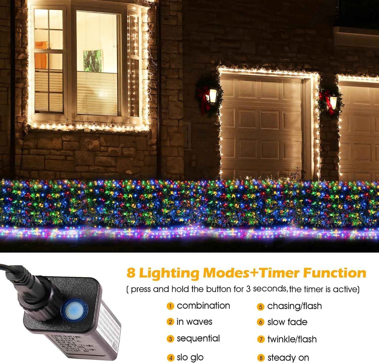 BlcTec Outdoor Holiday Net Mesh 360 LED – Connectable Waterproof Bush Lights for Lawns, Pergolas and Open-Air Gatherings