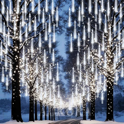 Aukora Meteor Shower Lights 192 LED Cascading Rain Light for Christmas Gift, Housewarming, and Holiday Present
