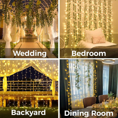 suddus Curtain Lights Birthday Gift for Her – 200 LED Warm White Bedroom Decor with Remote and Timer
