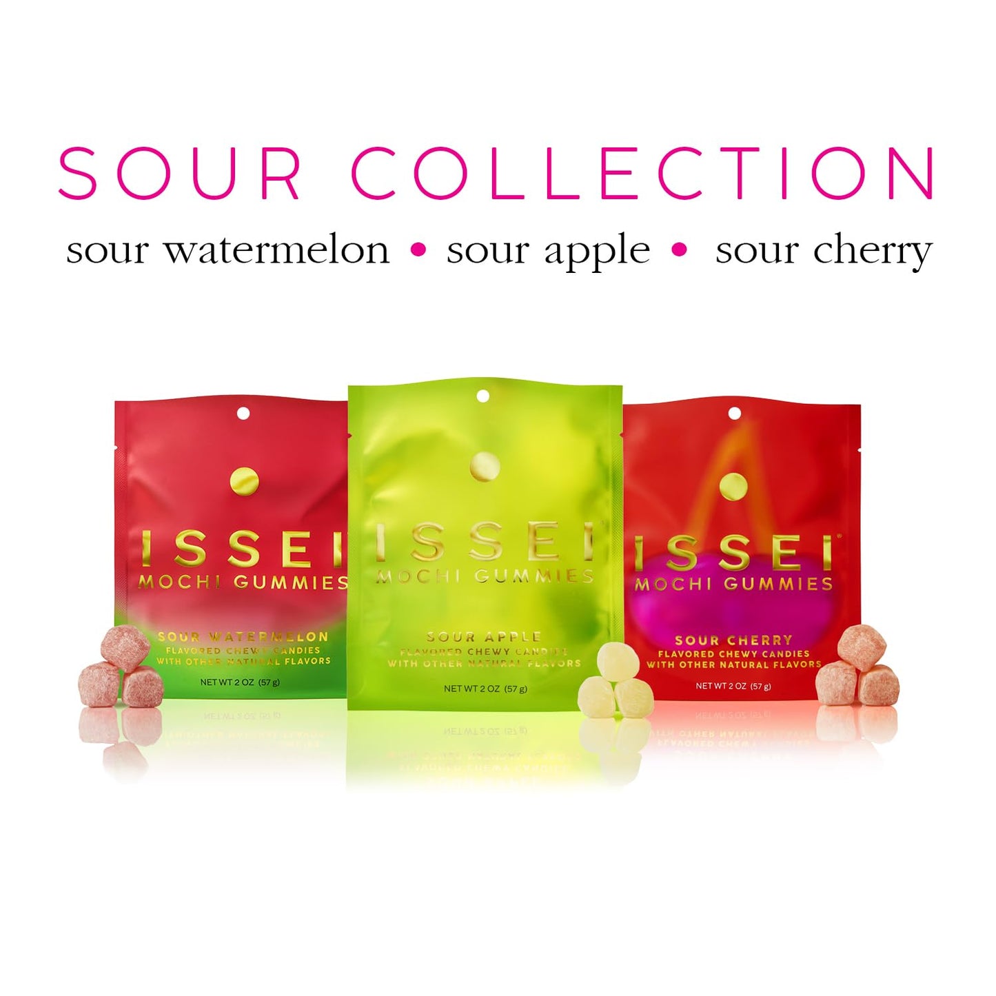 ISSEI Sour Cherry Mochi Gummies | After-School Snack for Kids | Gluten-Free Gummy Candy