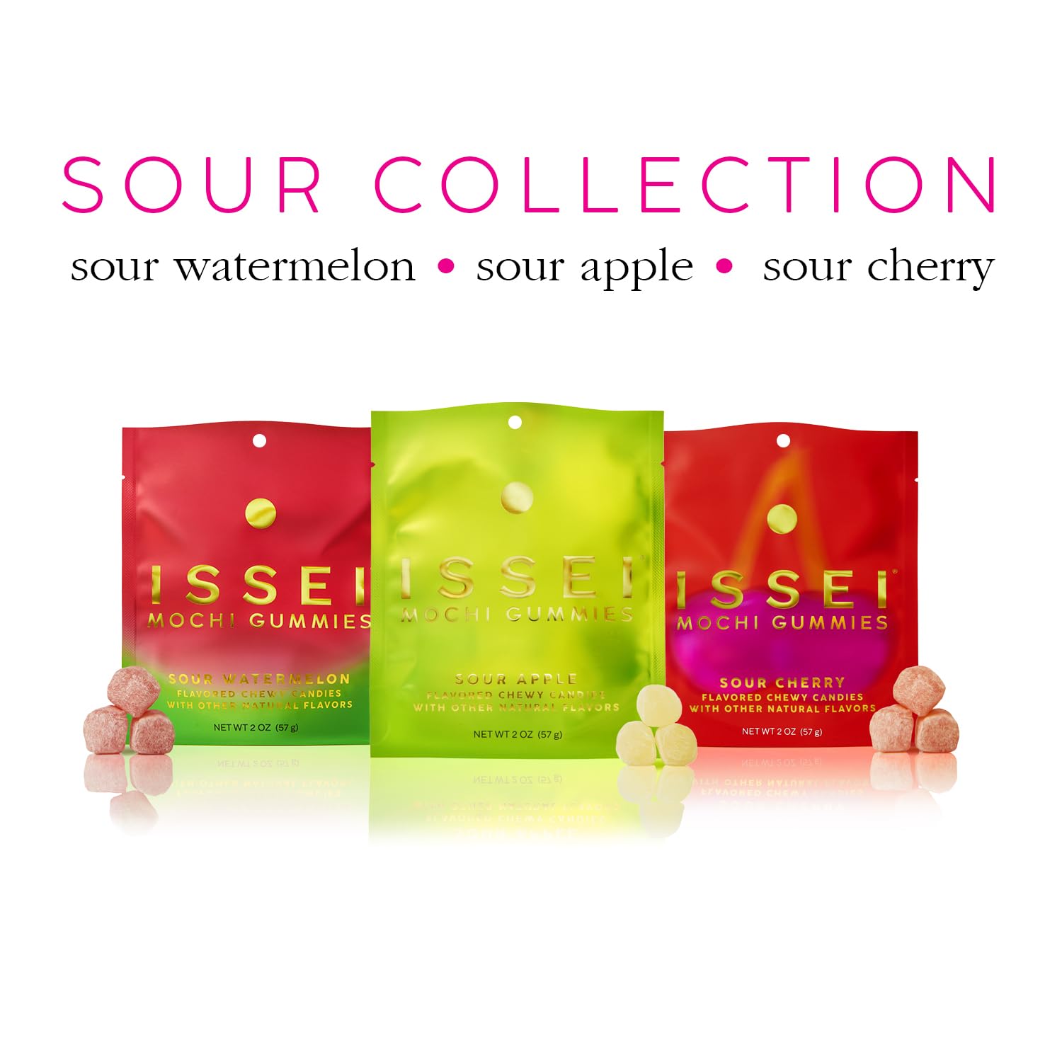 ISSEI Sour Cherry Mochi Gummies | After-School Snack for Kids | Gluten-Free Gummy Candy