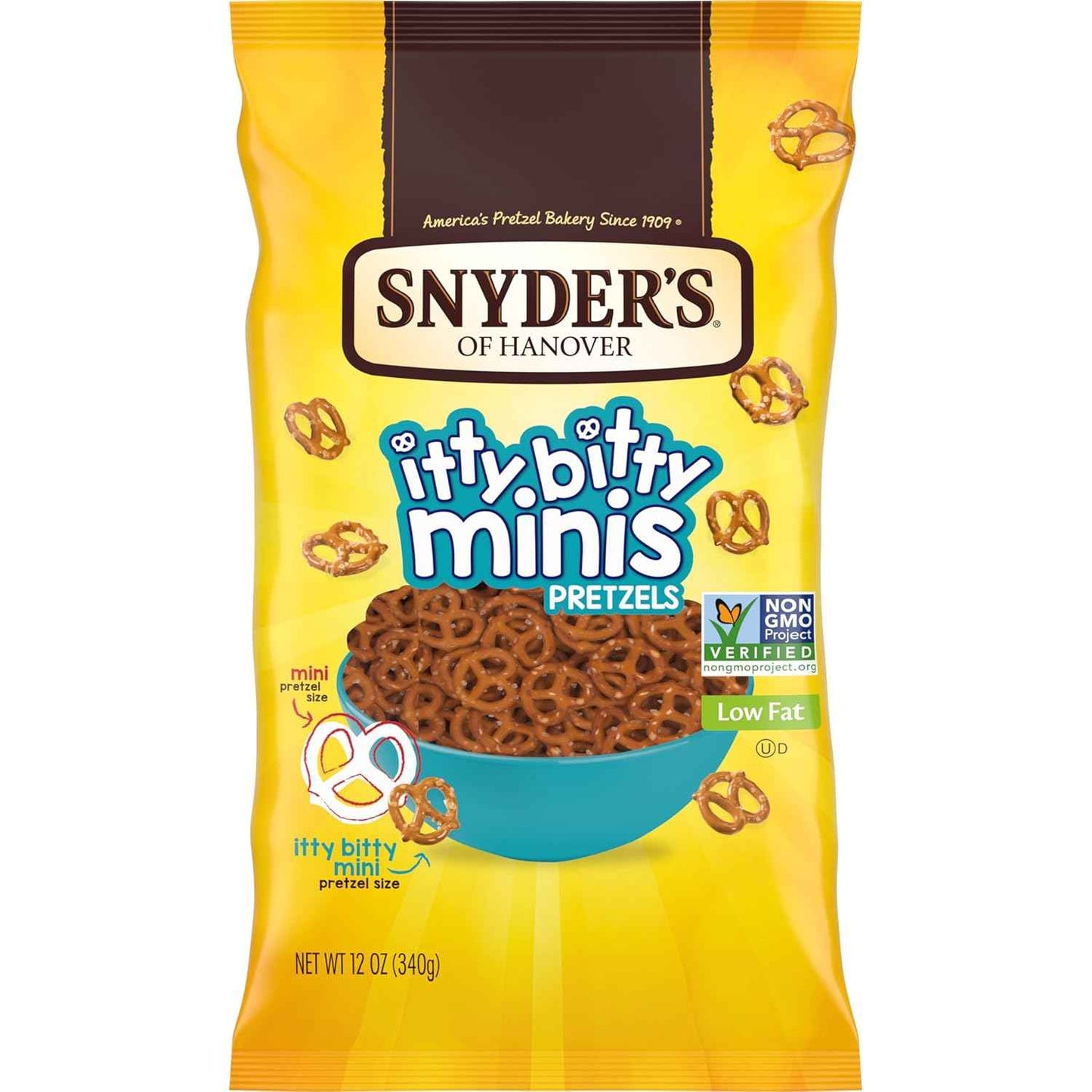 Snyder's of Hanover Itty Bitty Minis Pretzels – Nut-Free School Snack Made in a Peanut-Free Facility