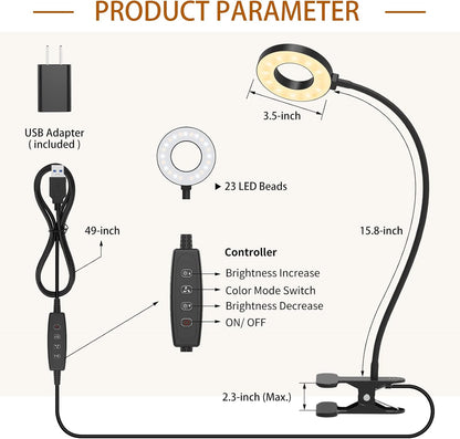 iZELL LED Clamp Desk Lamp for Home Office – 660 Lumen Task Light with 3 Color Modes for Focused Work, Sewing, and Crafting