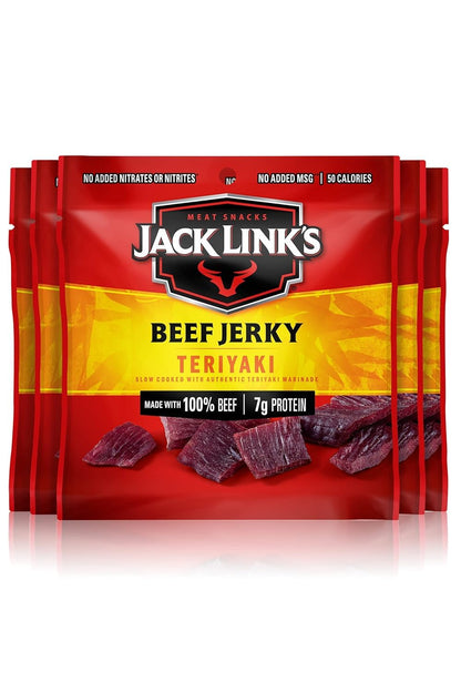 Jack Link's Beef Jerky Variety Pack - Original and Teriyaki - Kid-Approved High-Protein Lunchbox Add-In for Picky Eaters, 9 Count