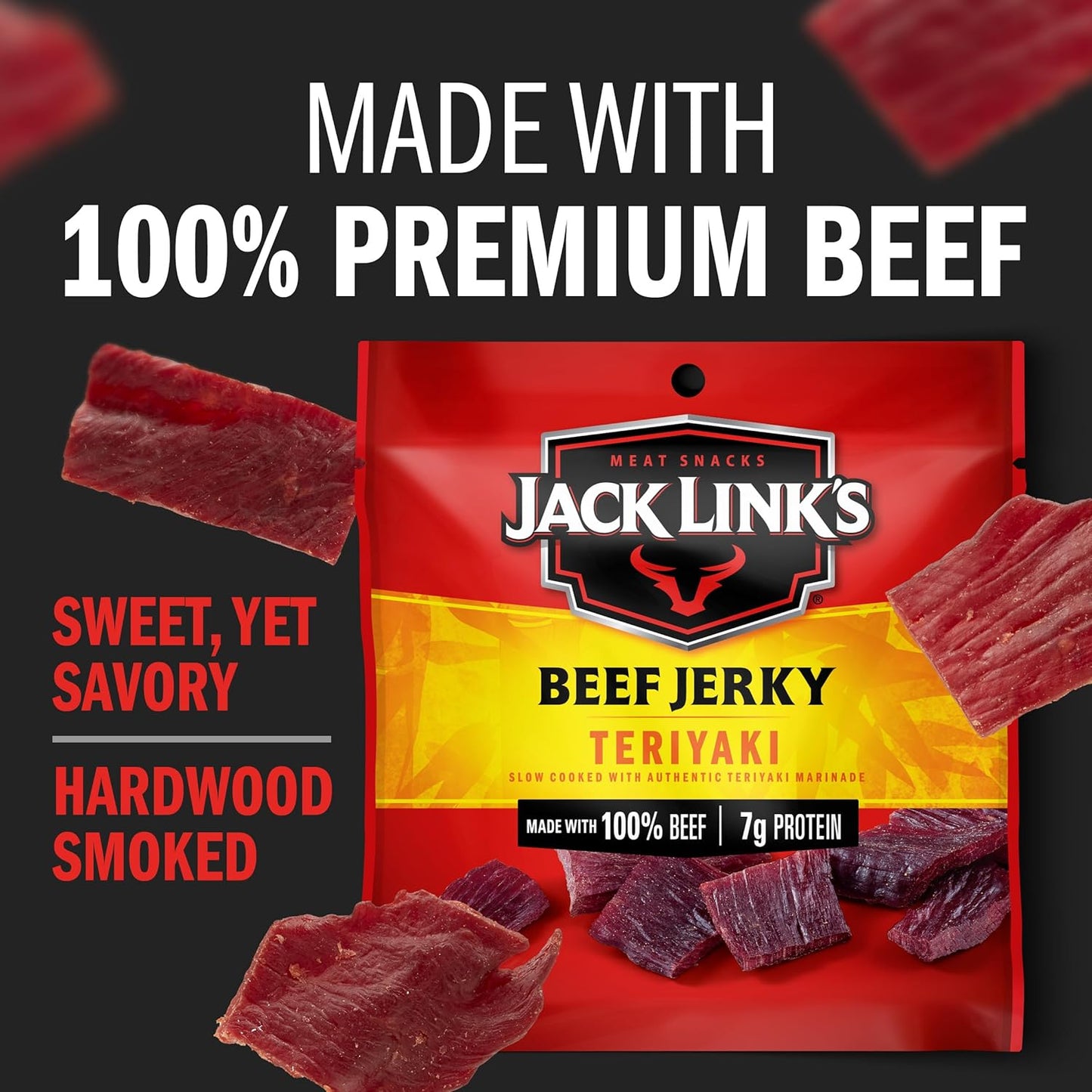 Jack Link's Beef Jerky Variety Pack - Original and Teriyaki - Kid-Approved High-Protein Lunchbox Add-In for Picky Eaters, 9 Count