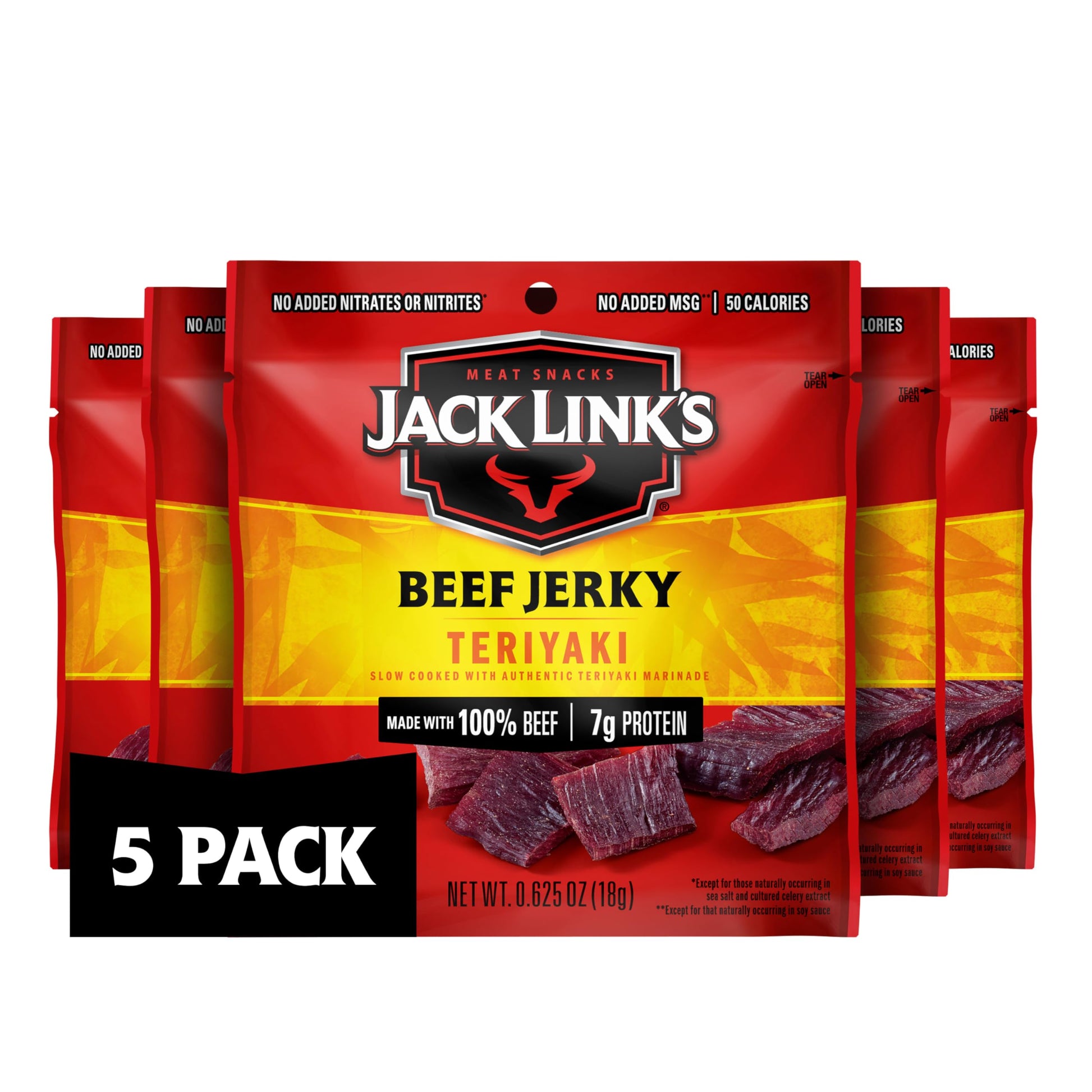 Jack Link's Beef Jerky Variety Pack - Original and Teriyaki - Kid-Approved High-Protein Lunchbox Add-In for Picky Eaters, 9 Count