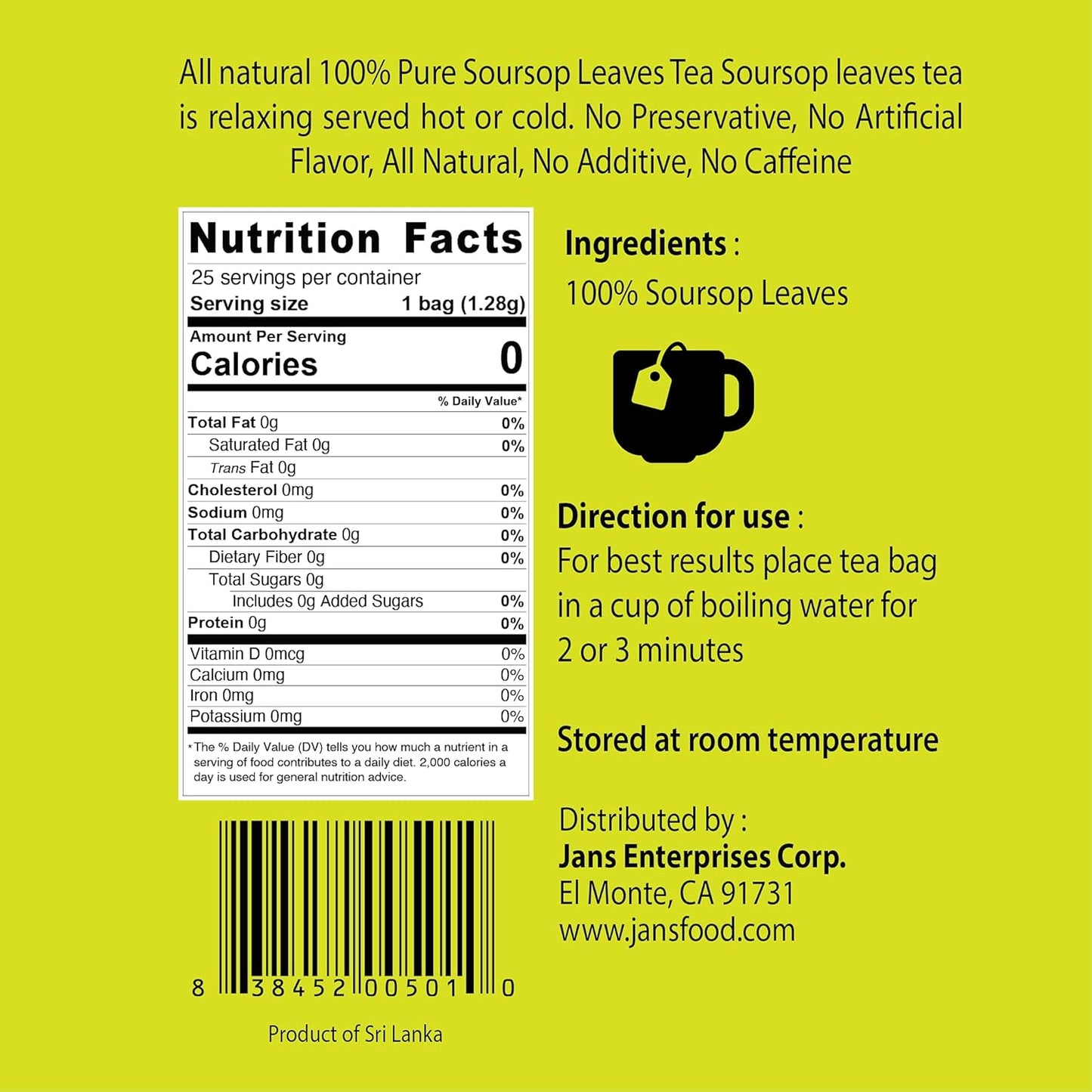 Jans Soursop Leaf Tea Bags – Thoughtful Wellness Gift for Mom on Birthday and Mother's Day