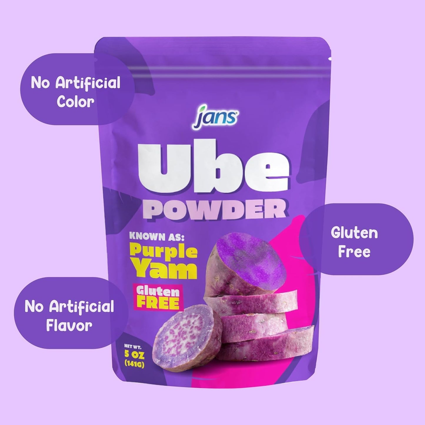 Jans Ube Powder for Baking, 5 oz | Single-Ingredient Pantry Staple for Simple Recipes