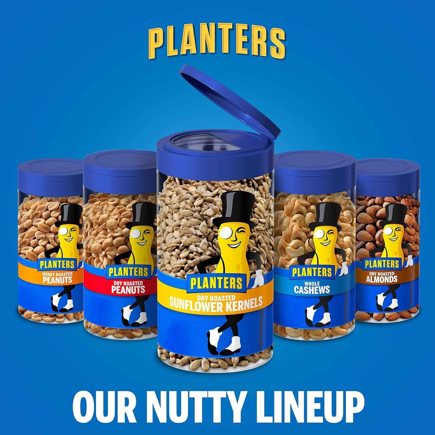 PLANTERS Pop & Pour Sunflower Seeds – Camping and Hiking Snack, Resealable Travel Jar for Trails
