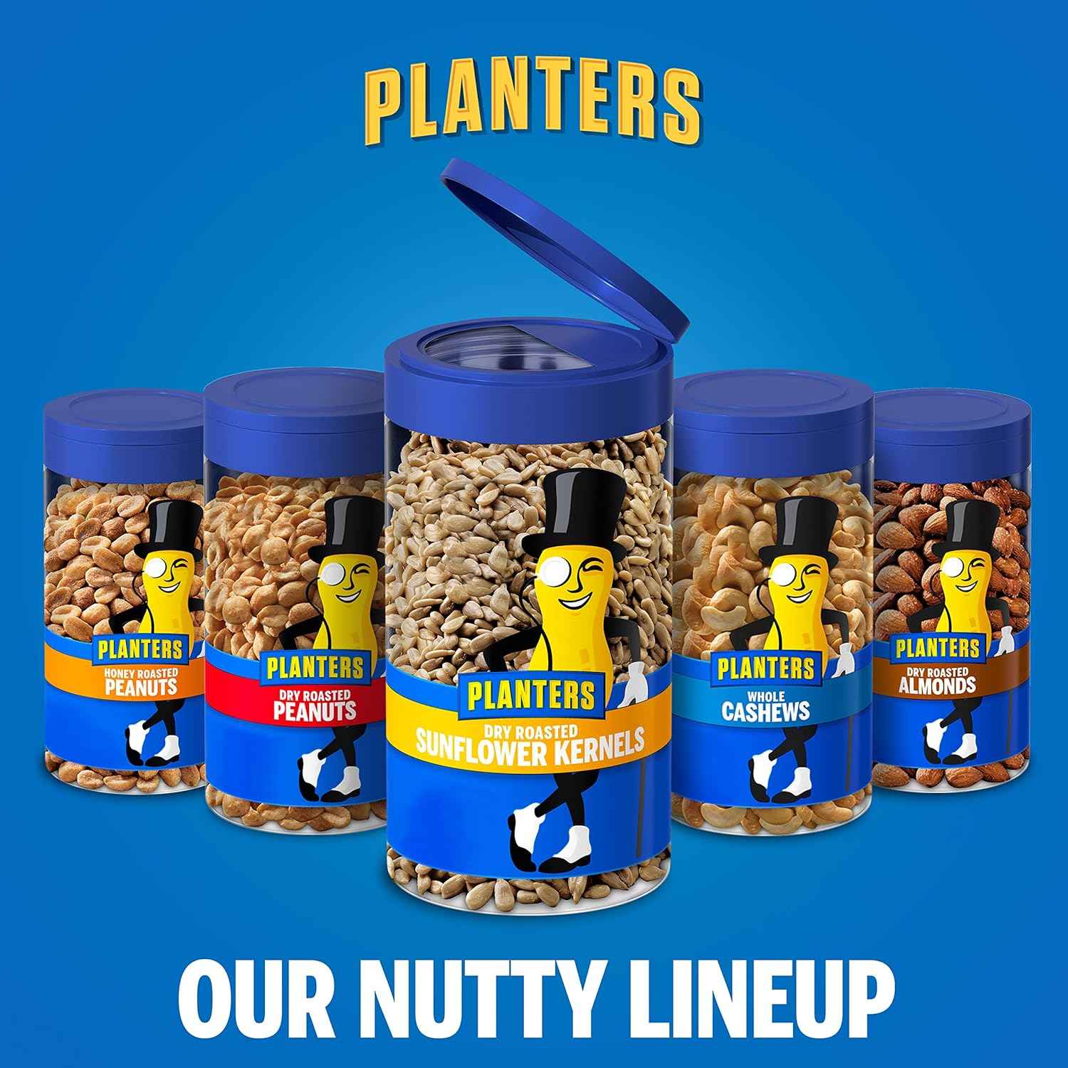 PLANTERS Pop & Pour Sunflower Seeds – Camping and Hiking Snack, Resealable Travel Jar for Trails