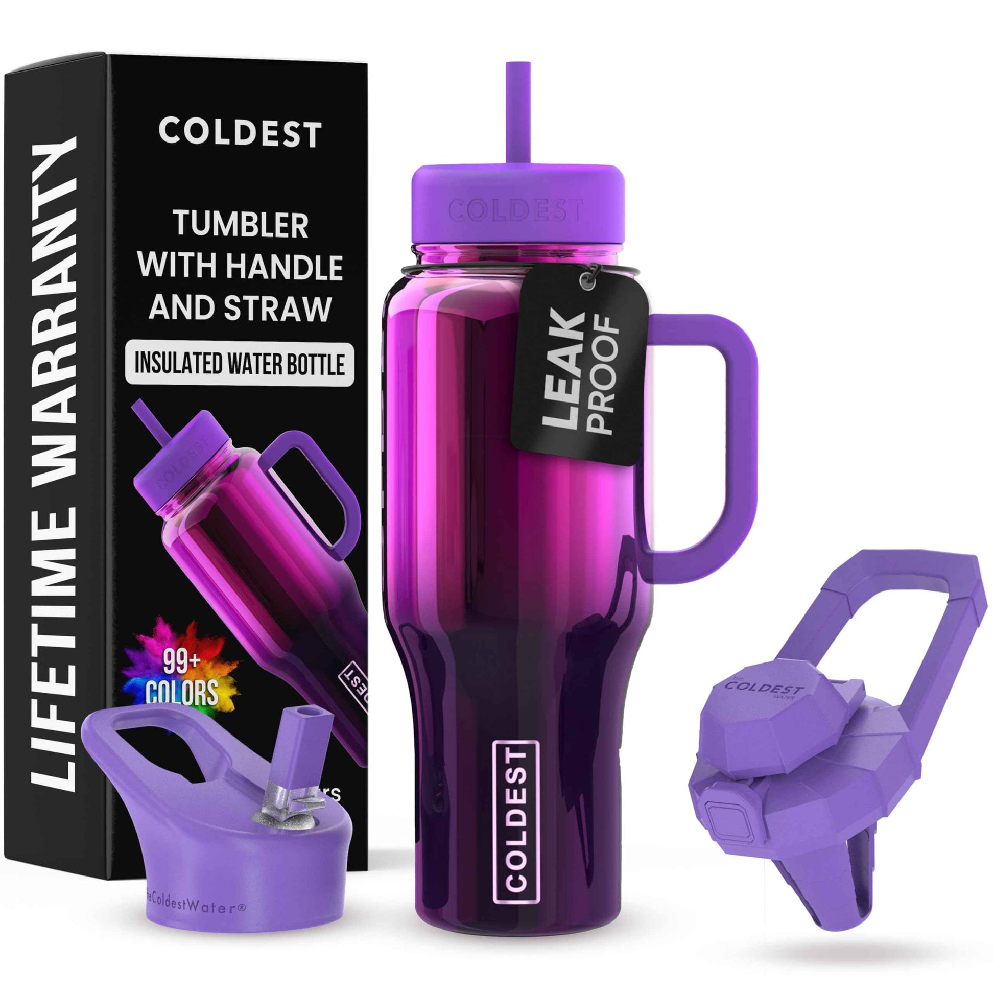 Coldest Tumbler with Handle and Straw – Heavy Duty Insulated Cup with Lid and Straw for Hiking, Bonfires, and Poolside Lounging