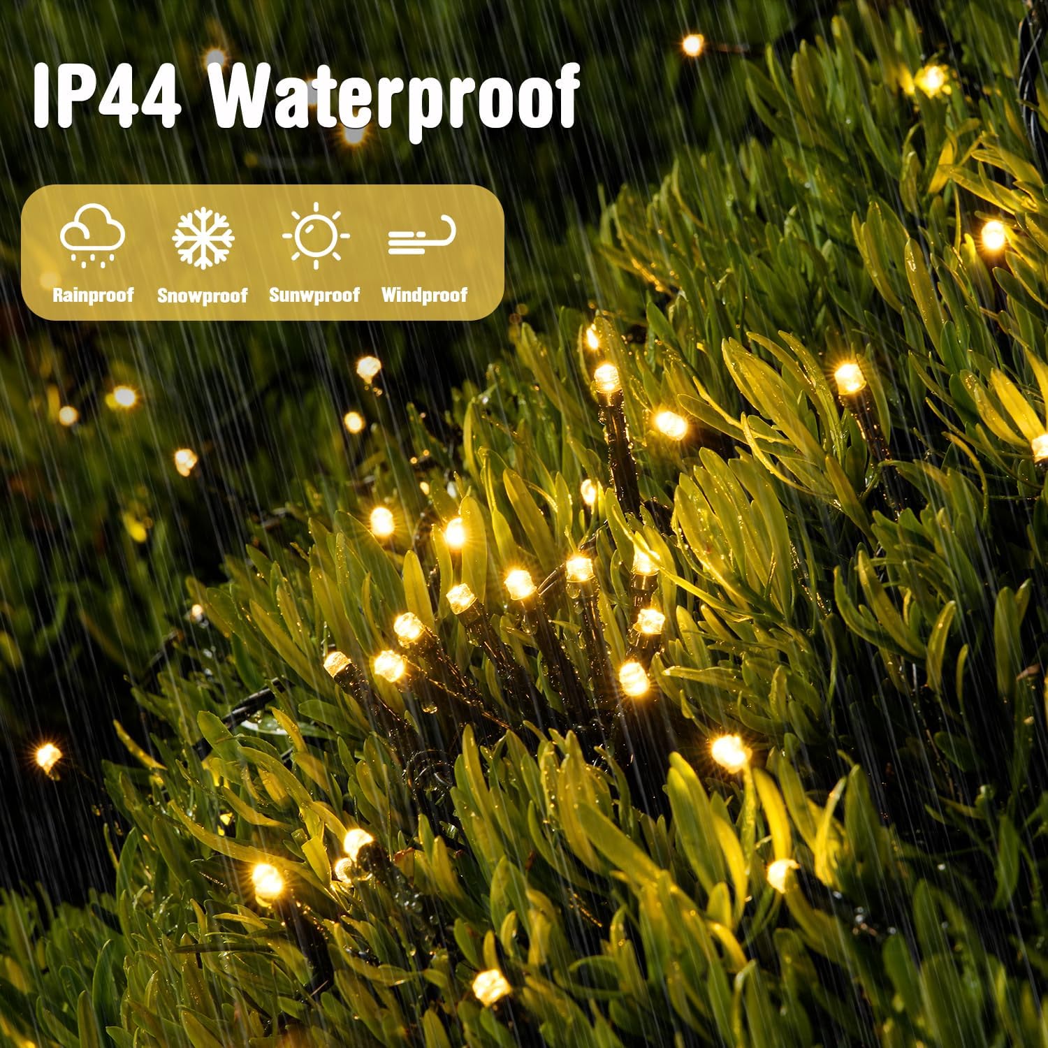 JMEXSUSS 66ft 200 LED Waterproof String Lights – Patio and Porch Party Decor, IP44 Warm White Outdoor Twinkle Lights