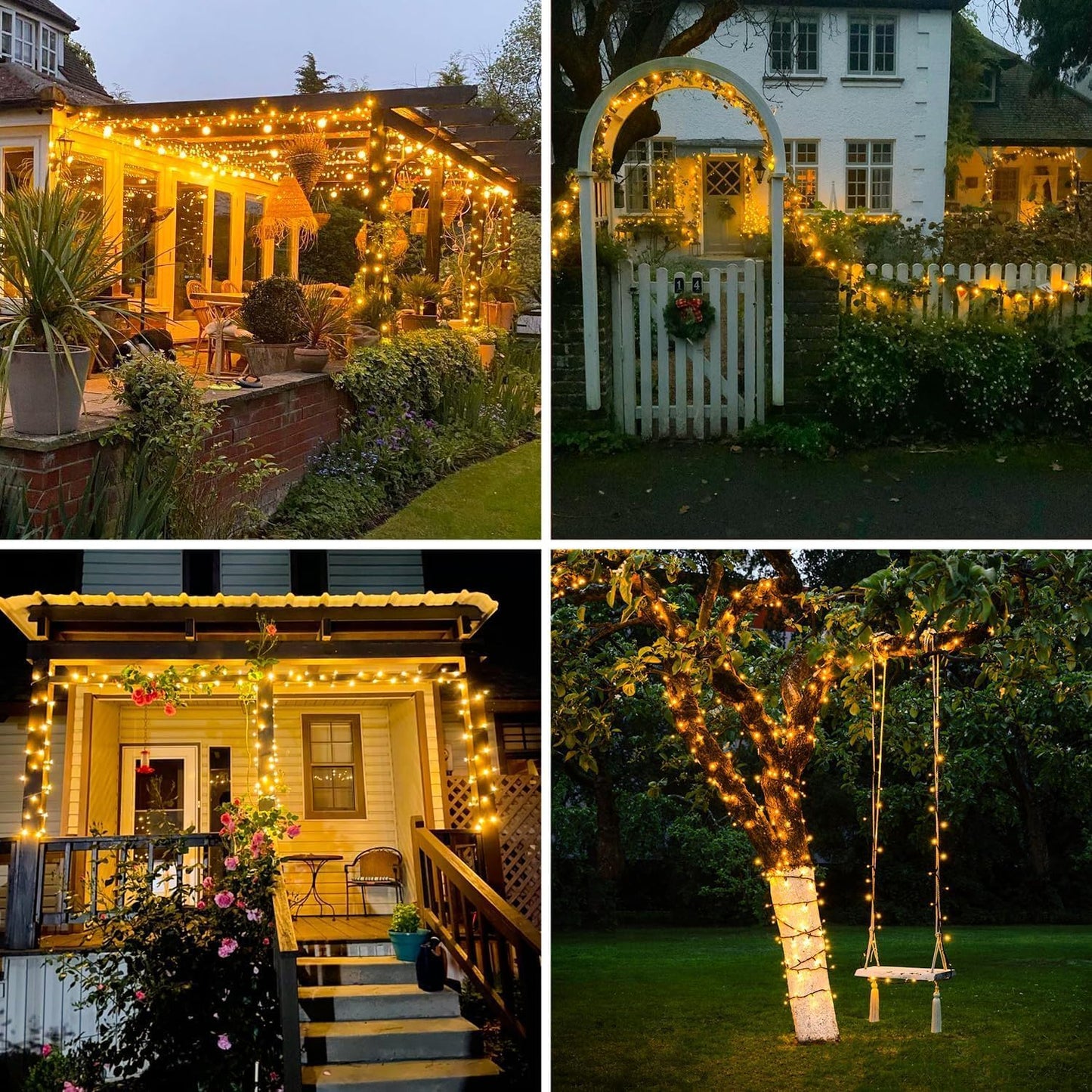 JMEXSUSS 66ft 200 LED Waterproof String Lights – Patio and Porch Party Decor, IP44 Warm White Outdoor Twinkle Lights