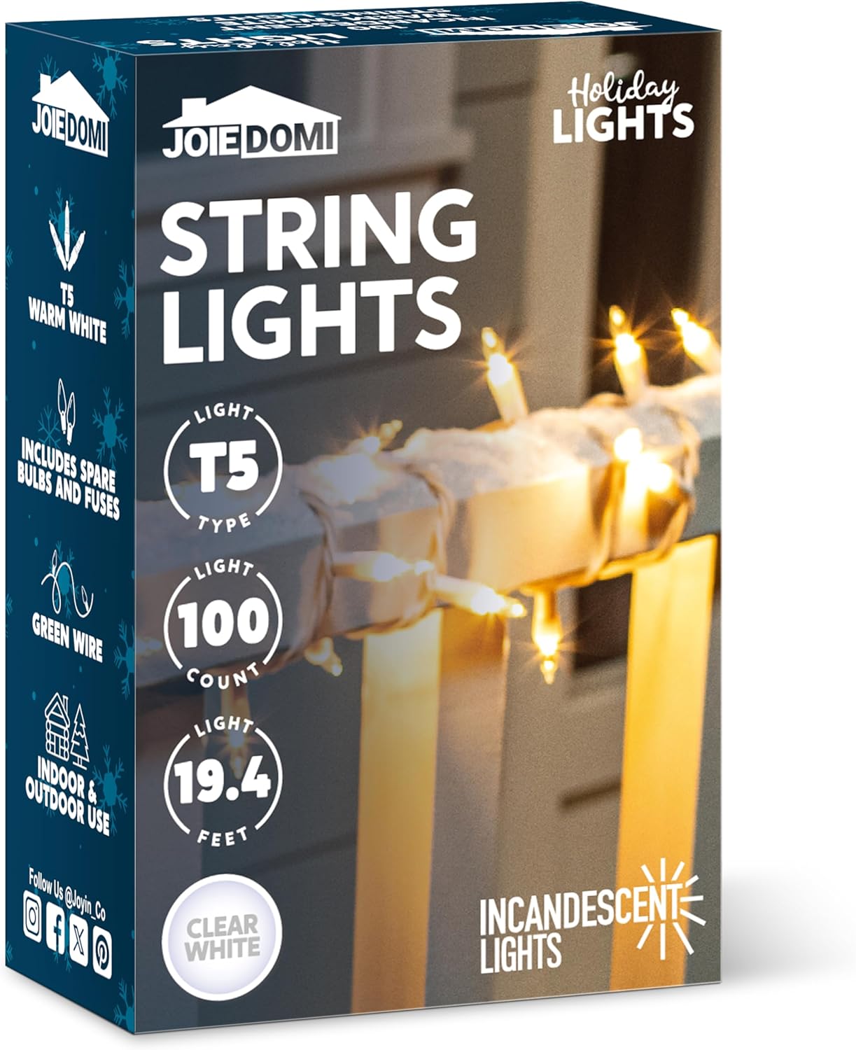 JOIEDOMI 100-Bulb String Lights – UL588 Certified Safe Nursery and Kids Bedroom Decor, 21.4FT No-Flame Mini Lighting